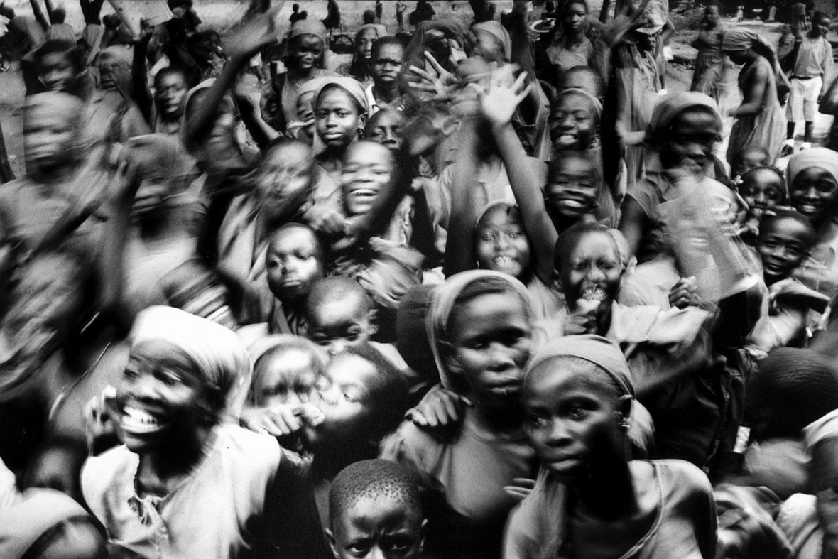 A playground in Koidu, Sierra Leone; some of these children were starting school for the first time, after the decade-long civil war caused many of the country’s schools to close