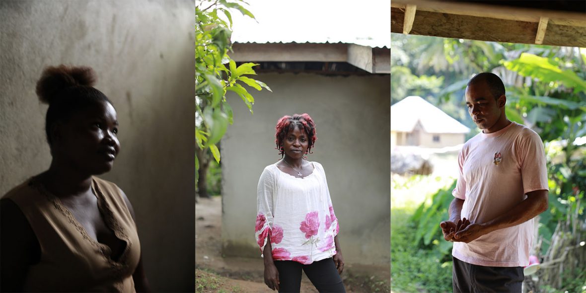 From left to right: Rebecca, Bintu and Komba, who met as children fleeing the violence, looked out for each other during the war and have remained in touch since.  They all appear in the first photograph of this series.