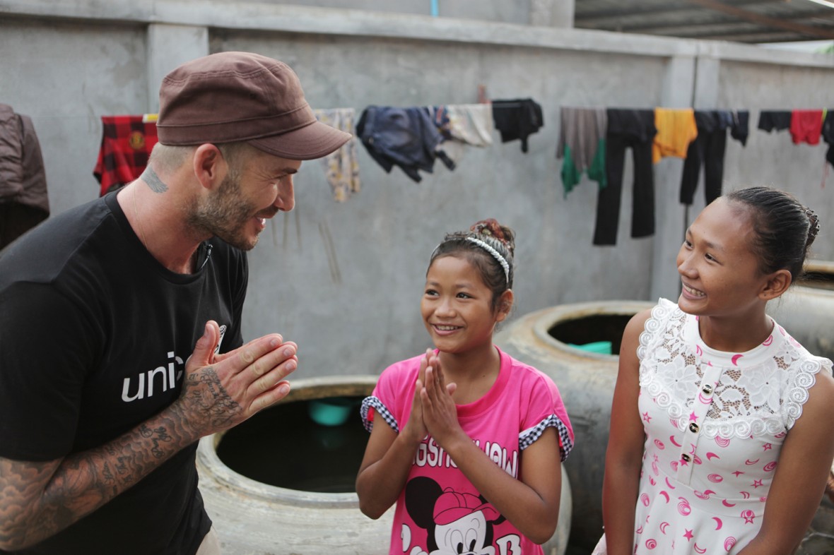 Photographed David Beckham in Siem Reap, Cambodia, this week, visiting Unicef supported centres, helping children who have endured violence and abuse. 